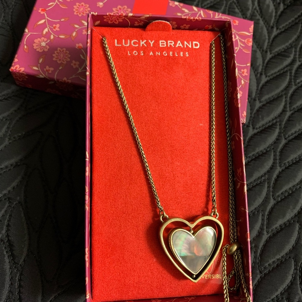 Lucky Brand gold-tone reversible heart necklace